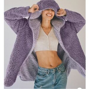 Urban Outfitters Carmella Hoodie Reversible Teddy Jacket
